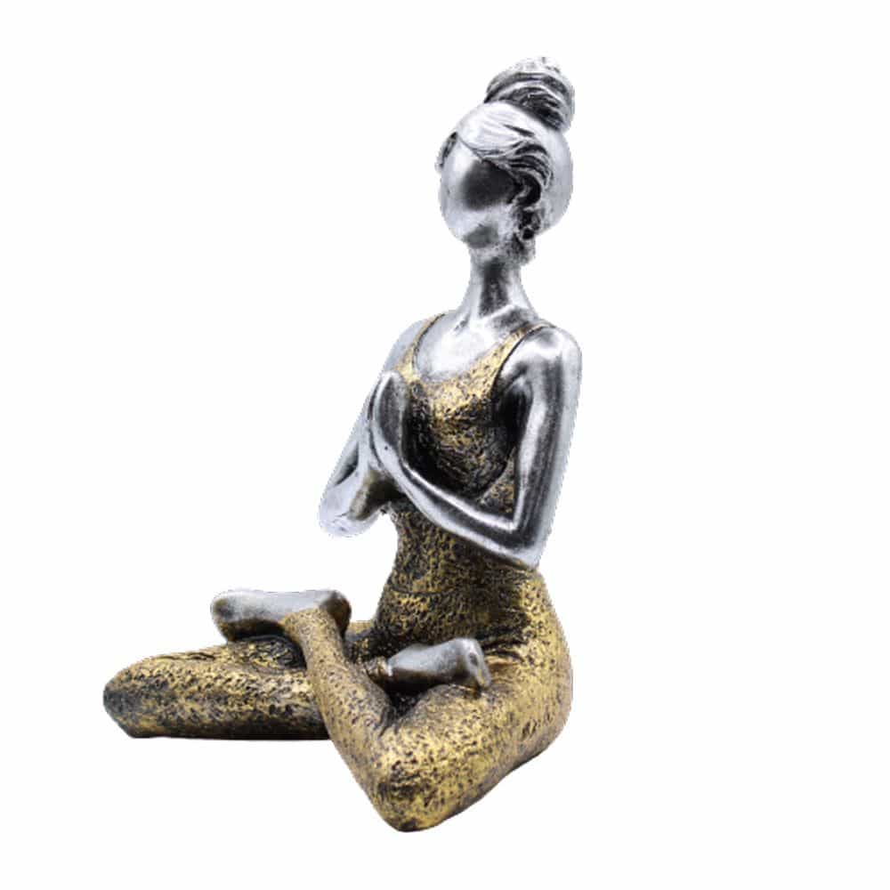 Yoga Lady Figure - Silver & Gold 24cm - Imagen 4