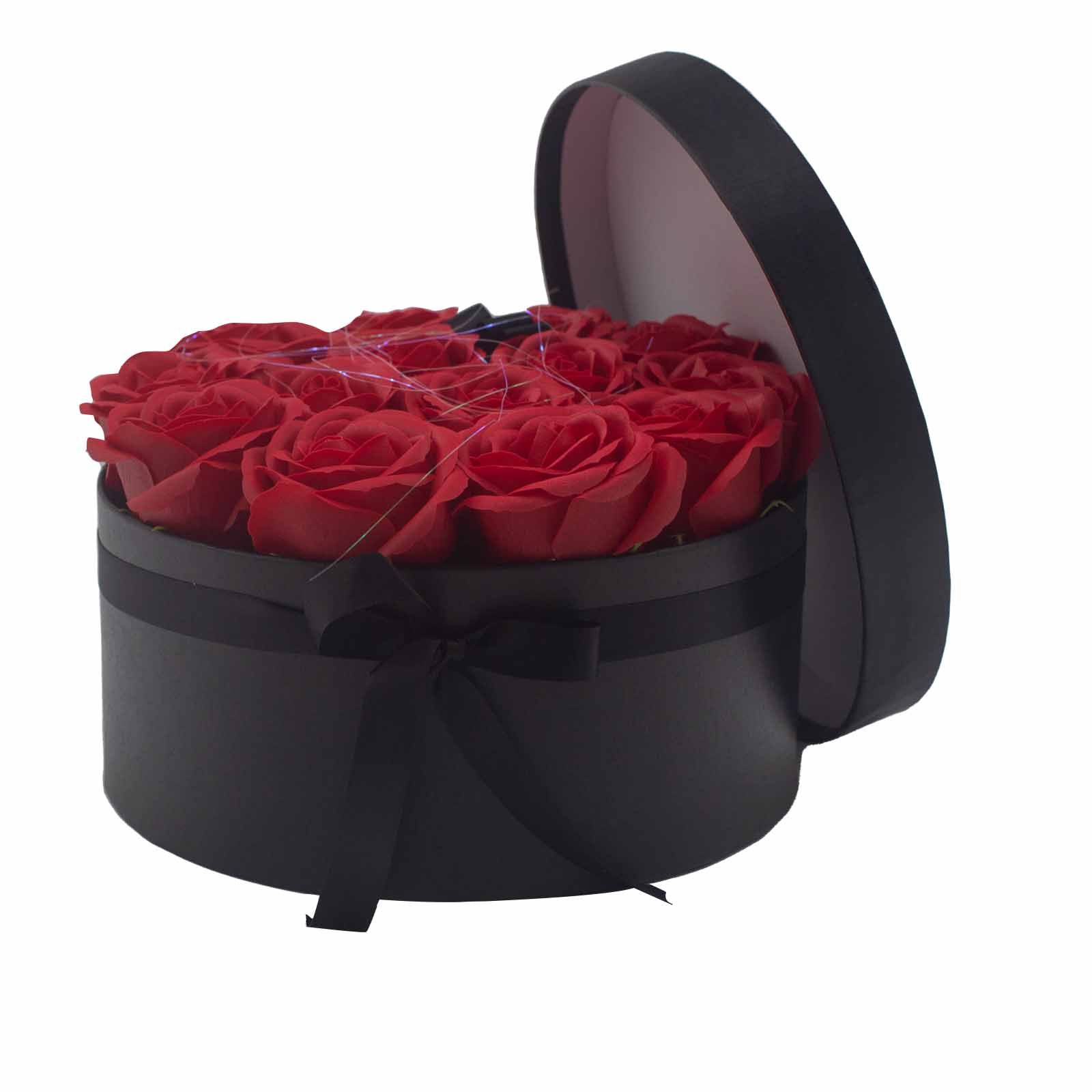 Caja de Regalo - Flor de Jabón  14 Rosas rojo - ronda - Imagen 2