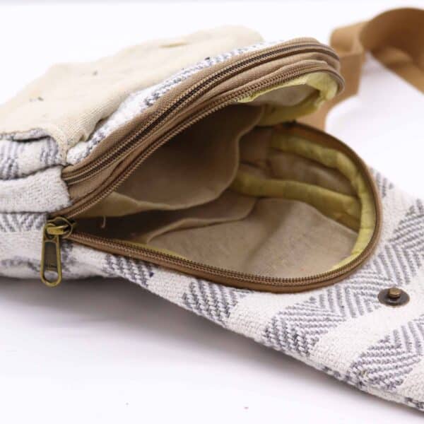 Bolso Bandolera de Algodon Natural - Gris y Blanco - Imagen 3