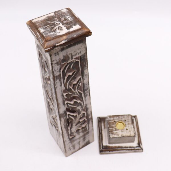 Tapered Incense Tower Washed Des2 - Mango Wood - Imagen 4