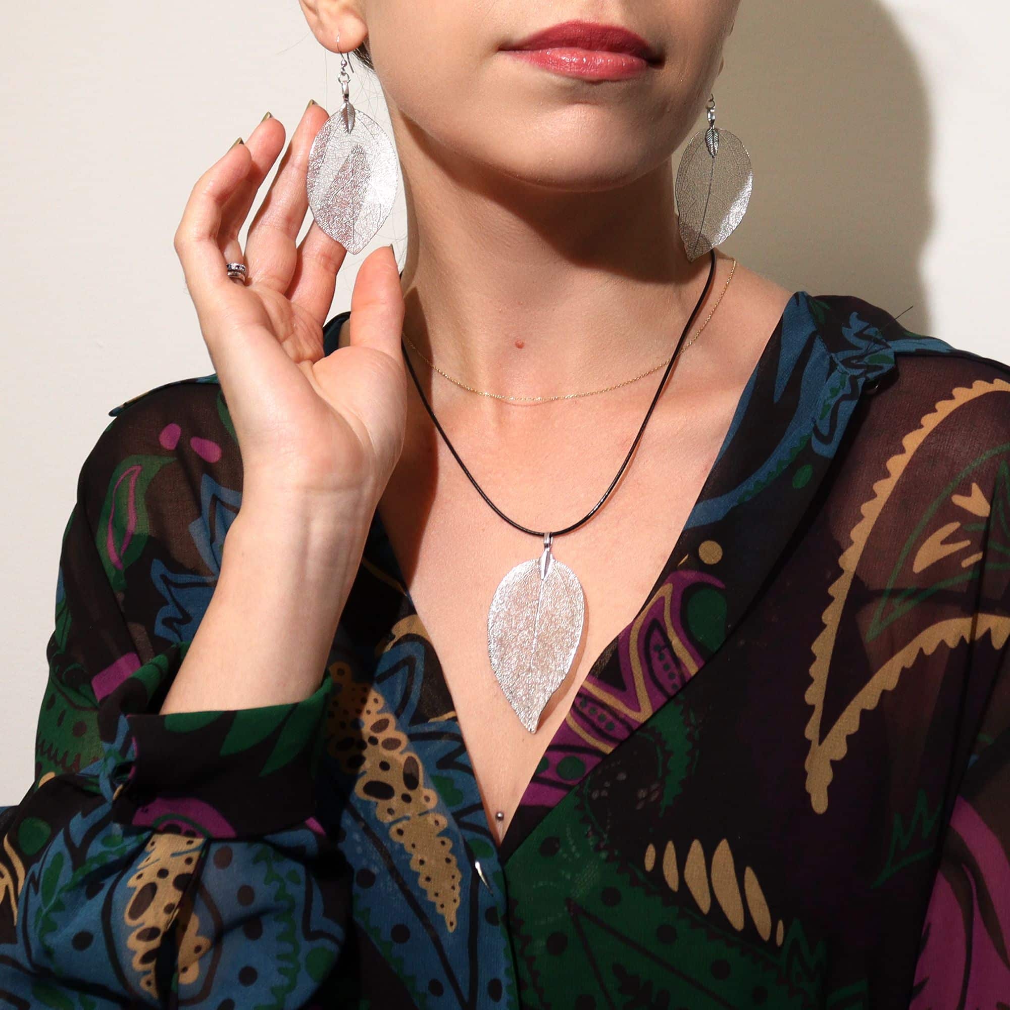 Pendientes - Hoja de valor - Plata - Imagen 3