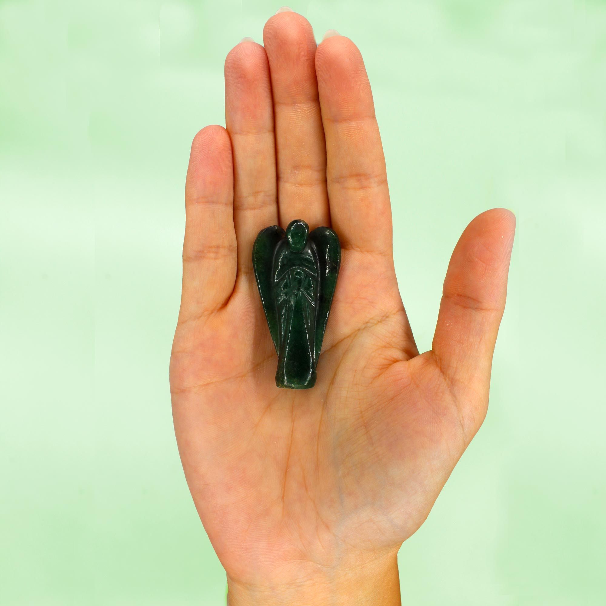 Ángel de piedra preciosa tallada a mano - Aventurina verde - Imagen 2
