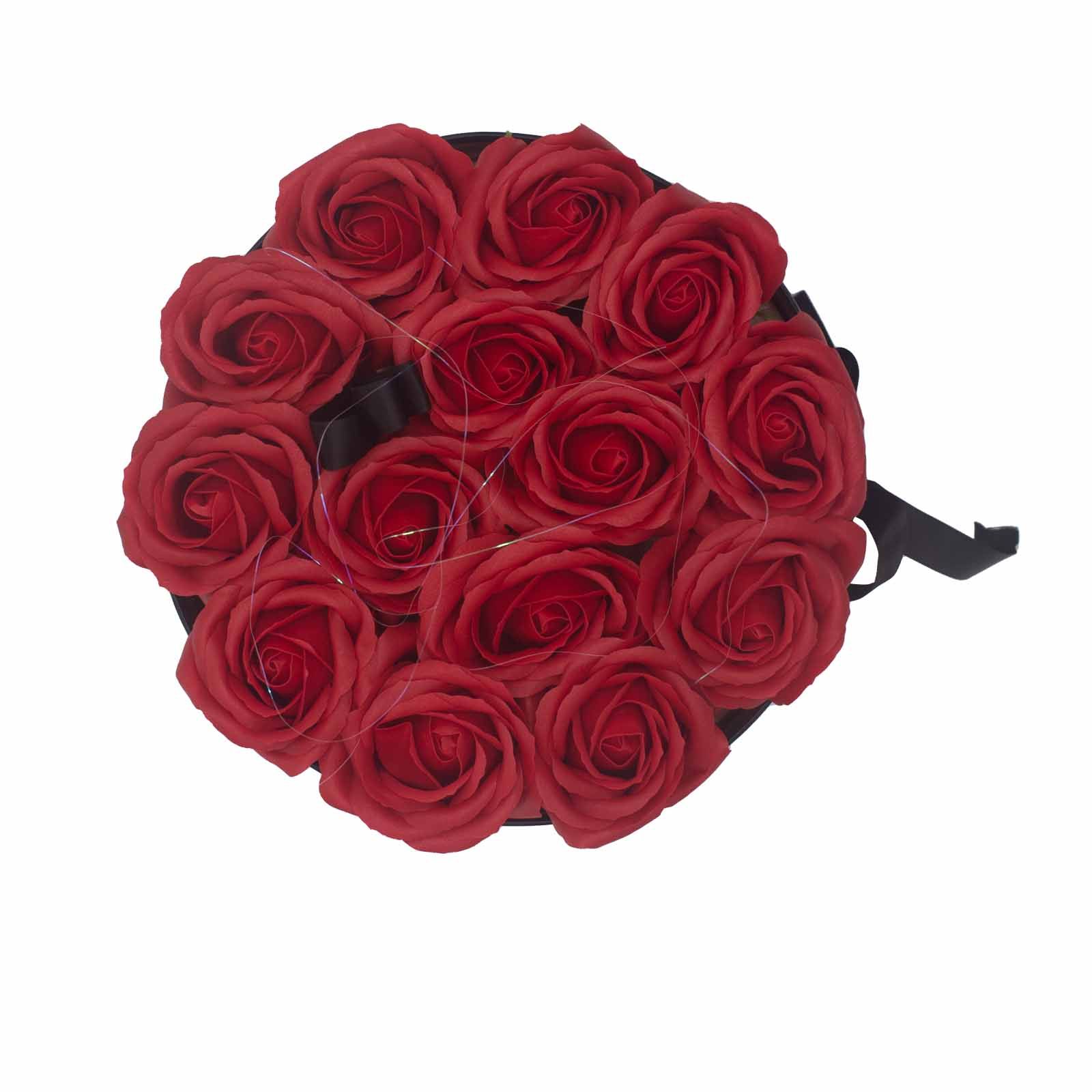 Caja de Regalo - Flor de Jabón  14 Rosas rojo - ronda - Imagen 4