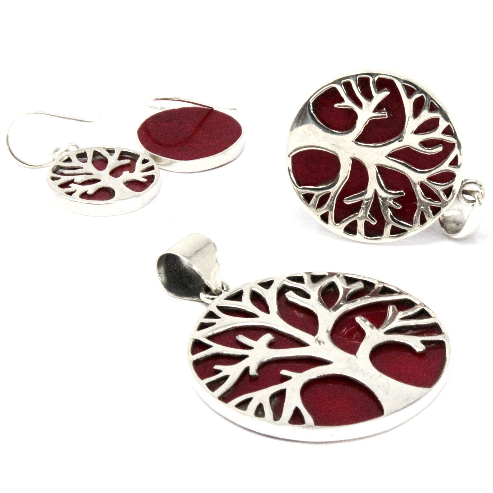 Colgante de Plata Árbol de la Vida 22mm - Efecto Coral - Imagen 4