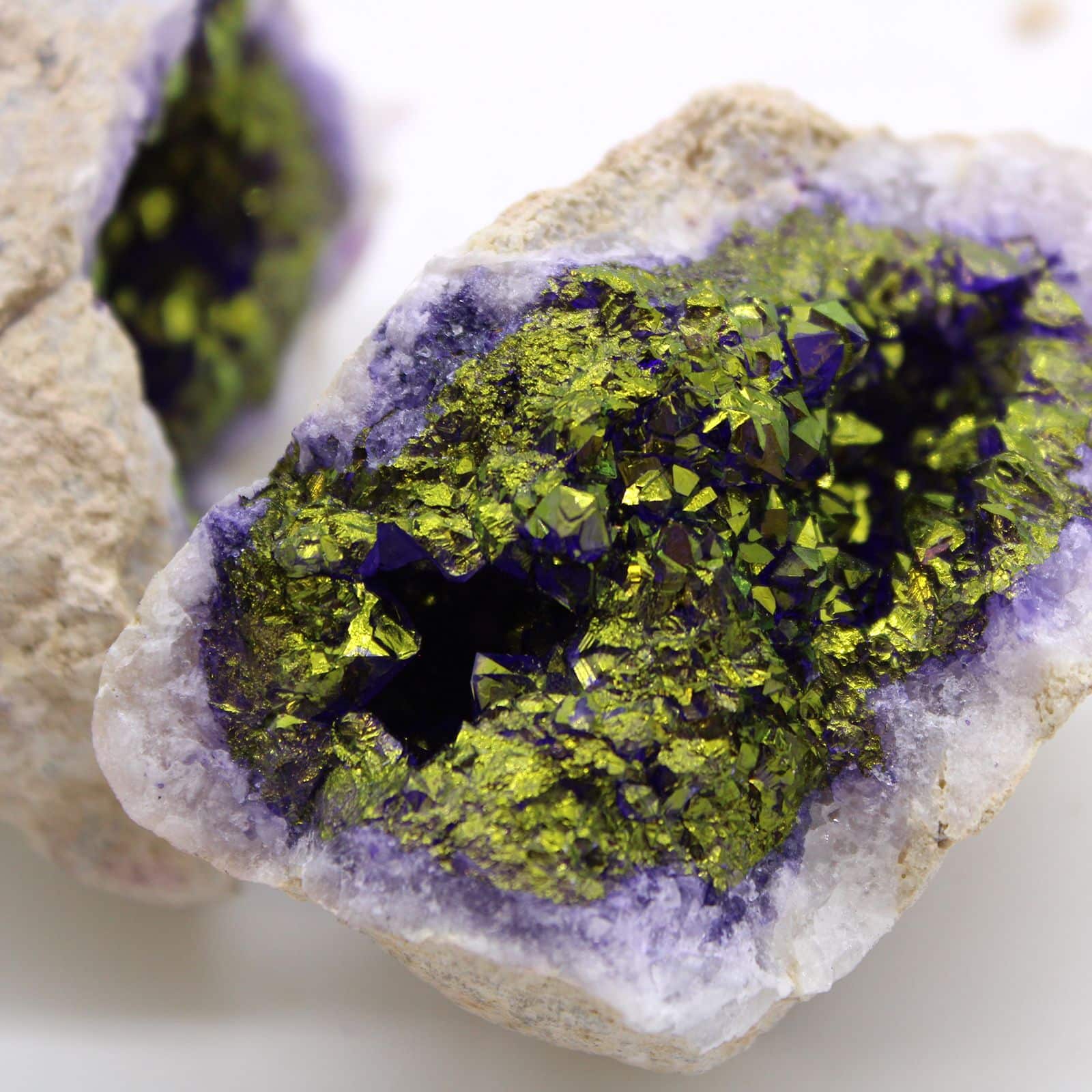 Geodas de calcita coloreada - Piedra Natural - Morado & Oro - Imagen 3