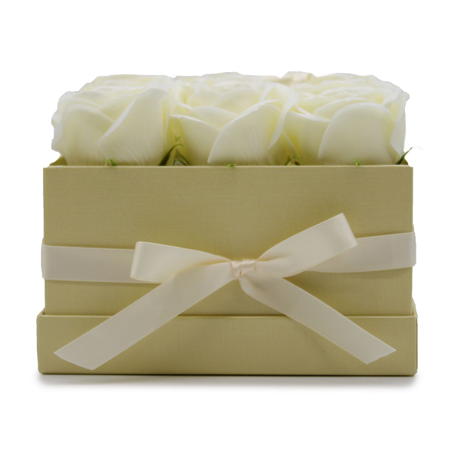 Caja de Regalo - Flor de Jabón  9 Rosas Crema - cuadrado - Imagen 5