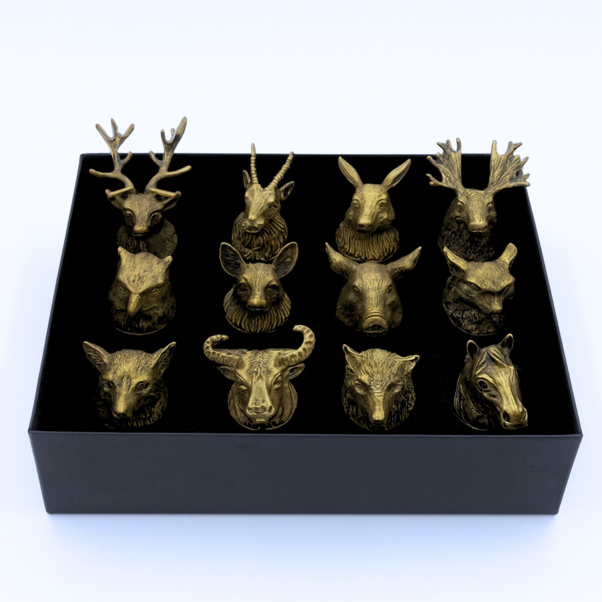 Conjunto de regalo de 12 vasos de chupito Bottom Up (25ml) - Bosque y Criaturas Místicas - Bronce Antiguo - Imagen 2
