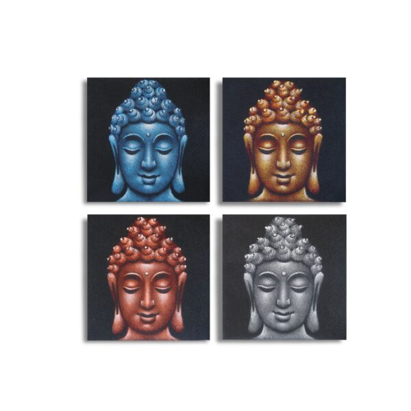 Set de 4 Detalles de Cabezas de Buda en Arena 30x30cm - Imagen 2