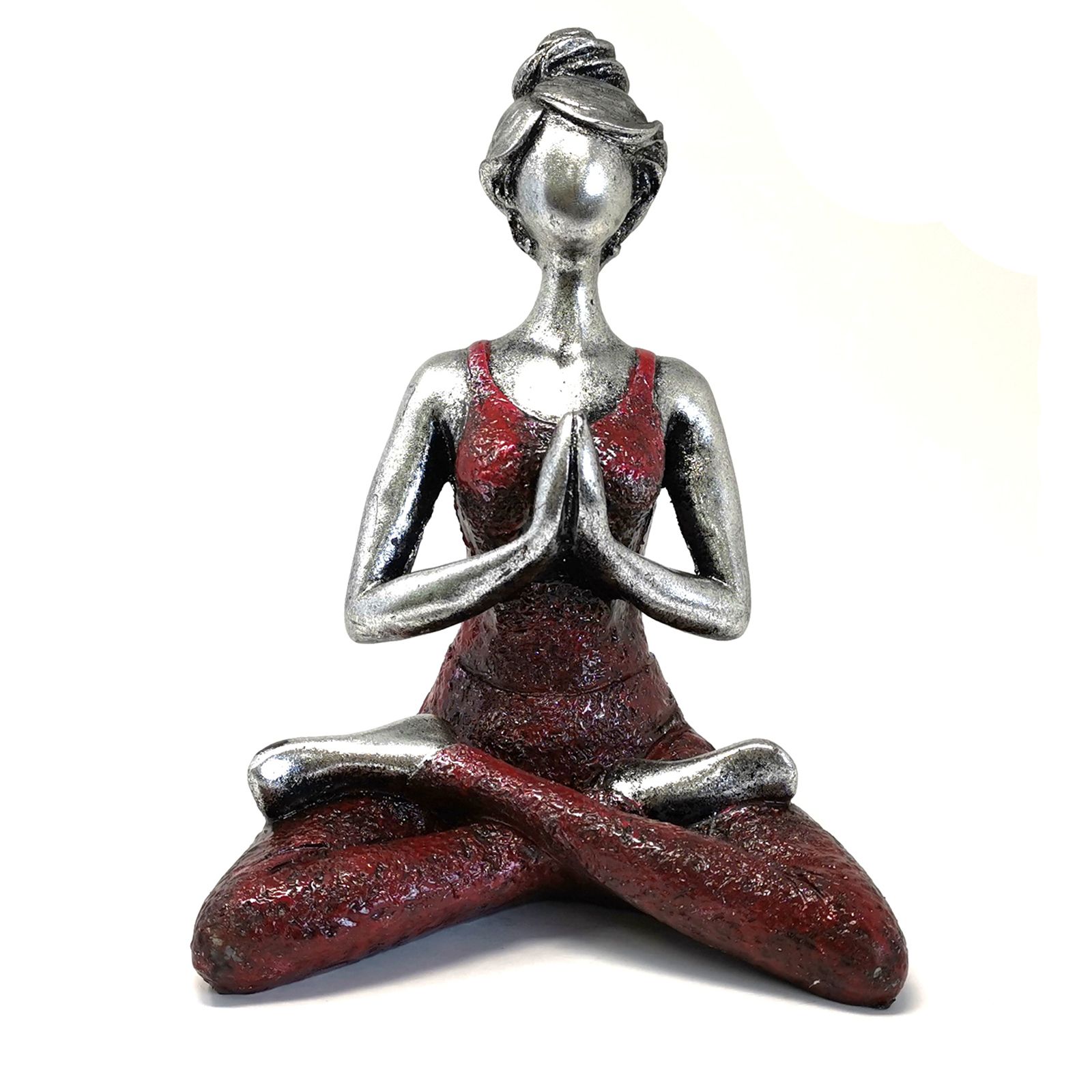 Yoga Lady Figure - Silver & Bordeaux 24cm - Imagen 2