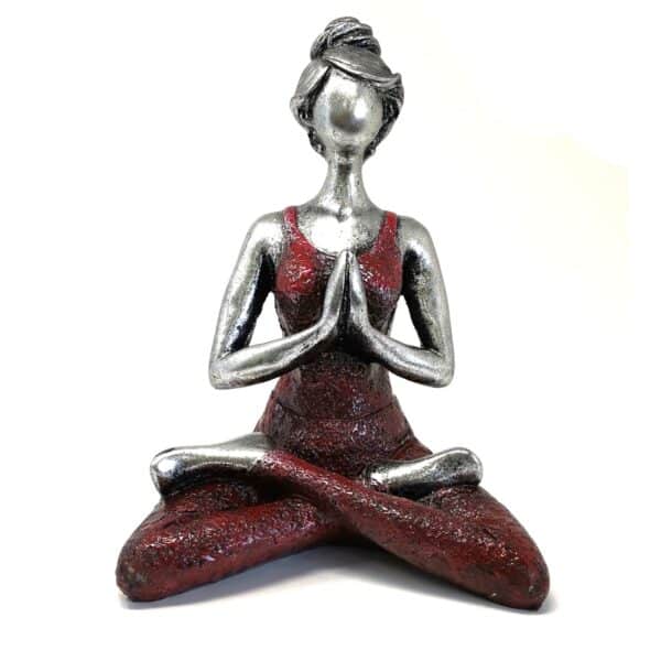 Yoga Lady Figure -  Silver & Bordeaux 24cm - Imagen 2