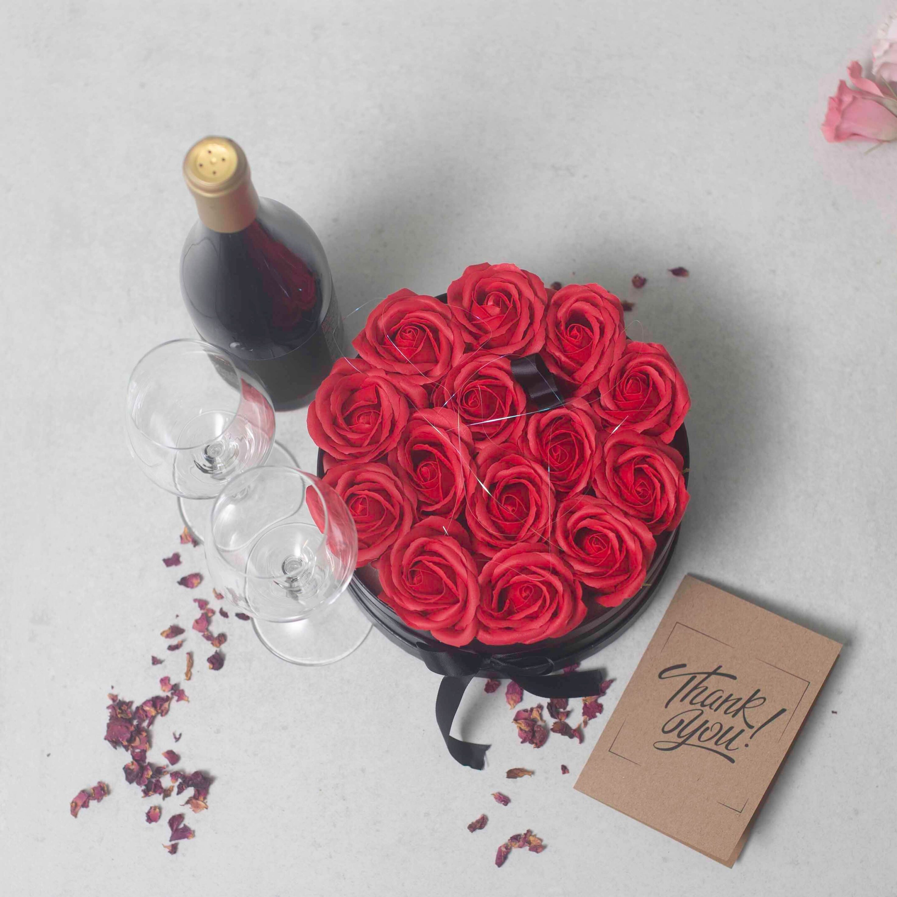 Caja de Regalo - Flor de Jabón  14 Rosas rojo - ronda - Imagen 8