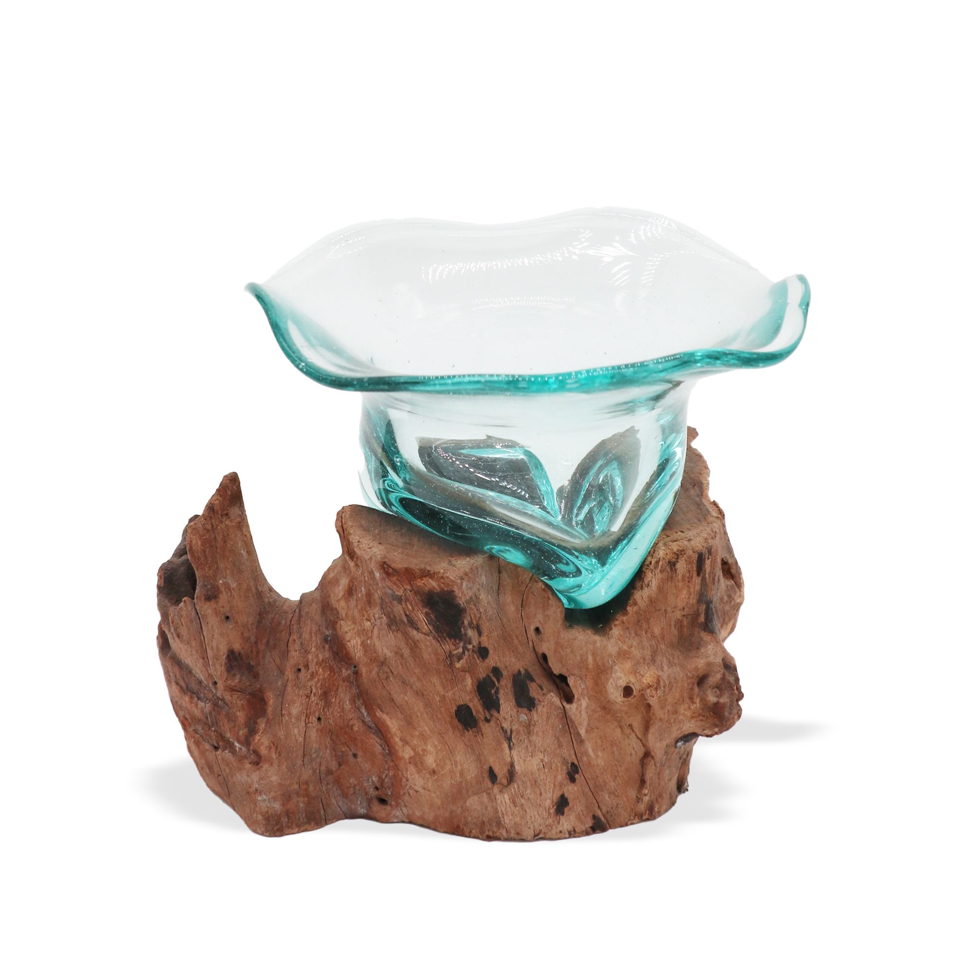 Cuenco de cristal fundido para dulces en madera - Imagen 2