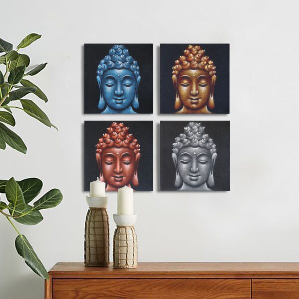 Set de 4 Detalles de Cabezas de Buda en Arena 30x30cm - Imagen 3