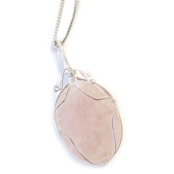 Collar de Piedras Preciosas Envueltas en Cascada - Cuarzo Rosa en bruto - Imagen 2