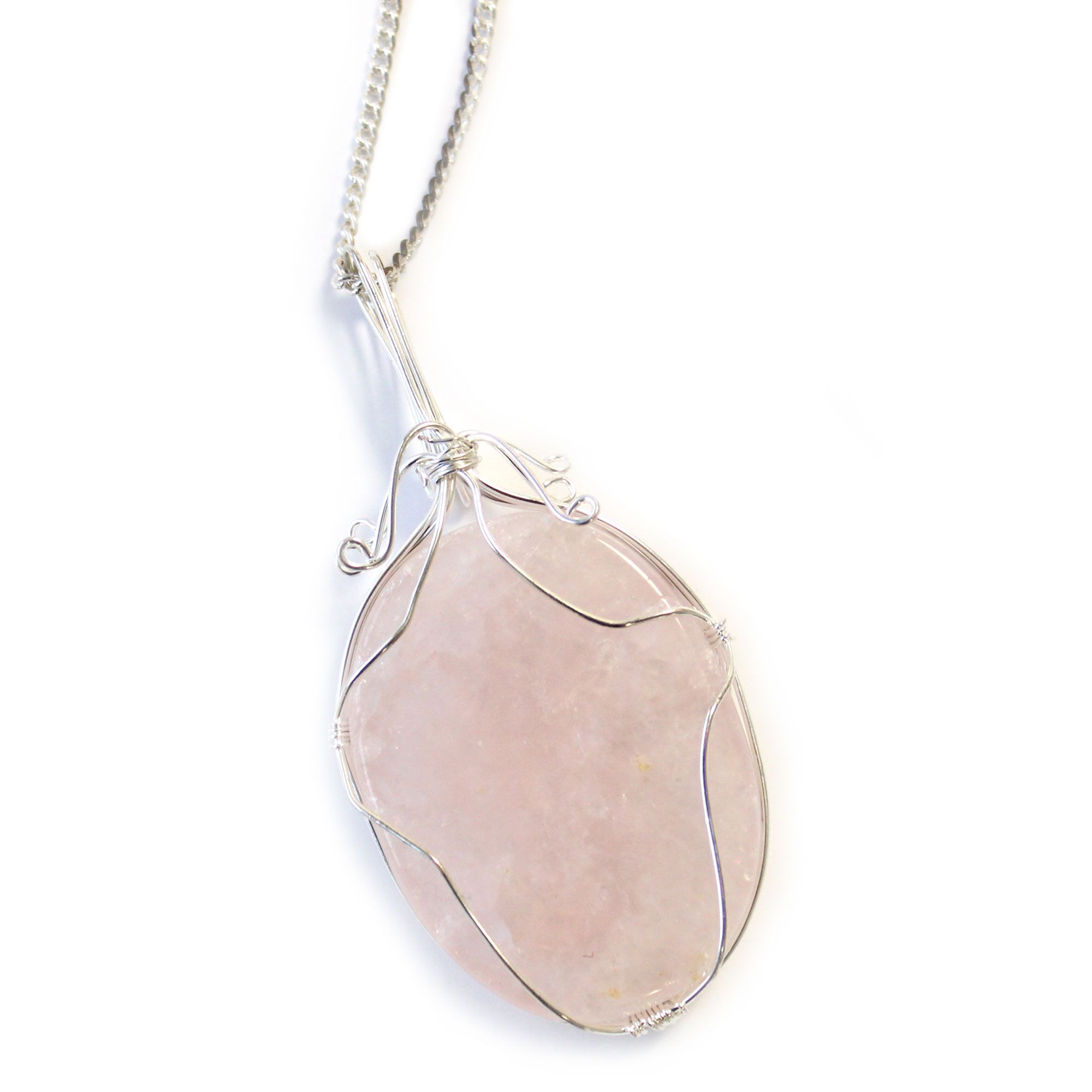 Collar de Piedras Preciosas Envueltas en Cascada - Cuarzo Rosa en bruto - Imagen 2
