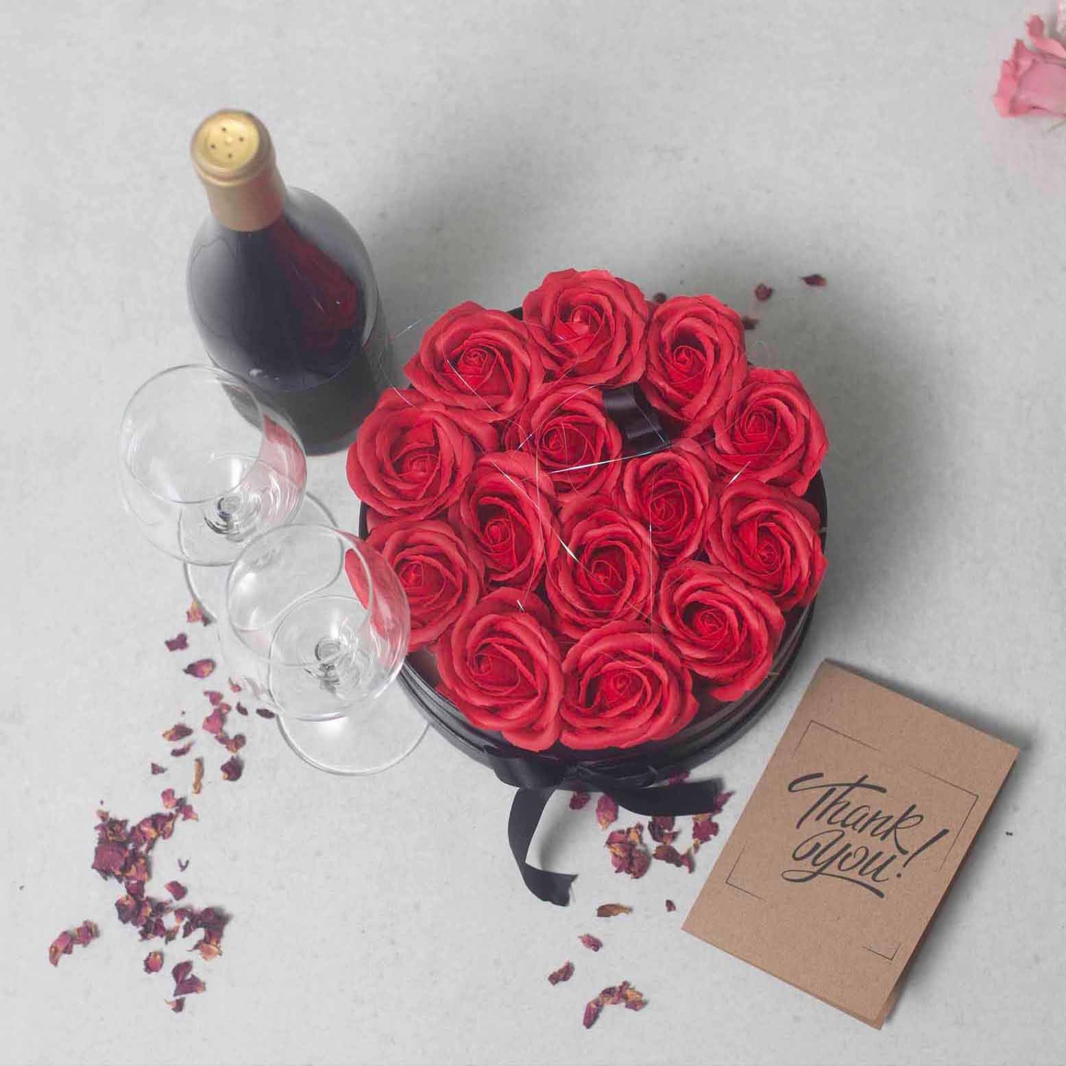 Caja de Regalo - Flor de Jabón  14 Rosas rojo - ronda - Imagen 9