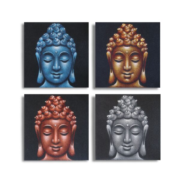 Set de 4 Detalles de Cabezas de Buda en Arena 40x40cm - Imagen 3