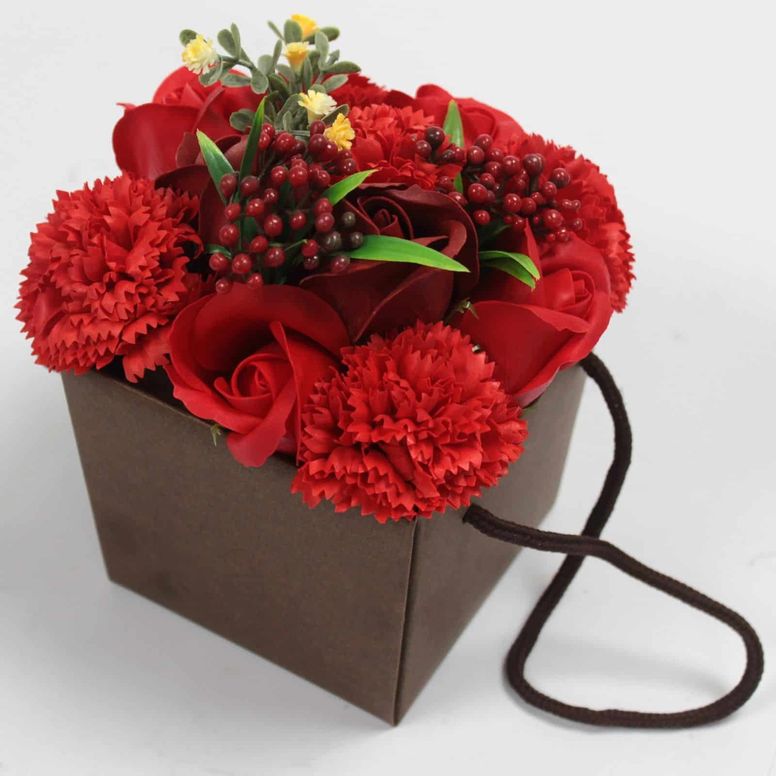 Bouquet Flores Jabón-Rosas Rojas y clavel - Imagen 2