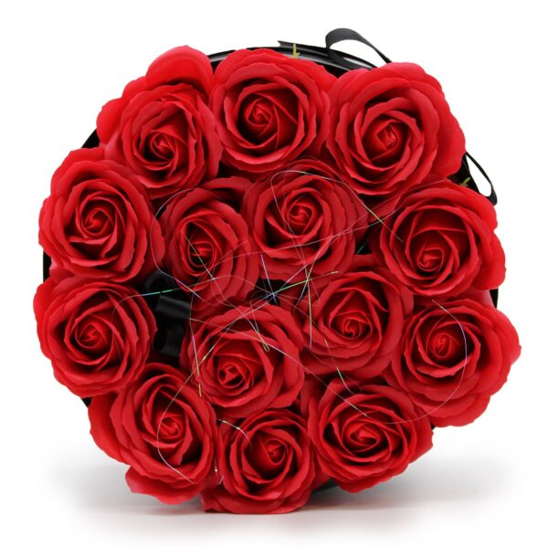 Caja de Regalo - Flor de Jabón  14 Rosas rojo - ronda - Imagen 6