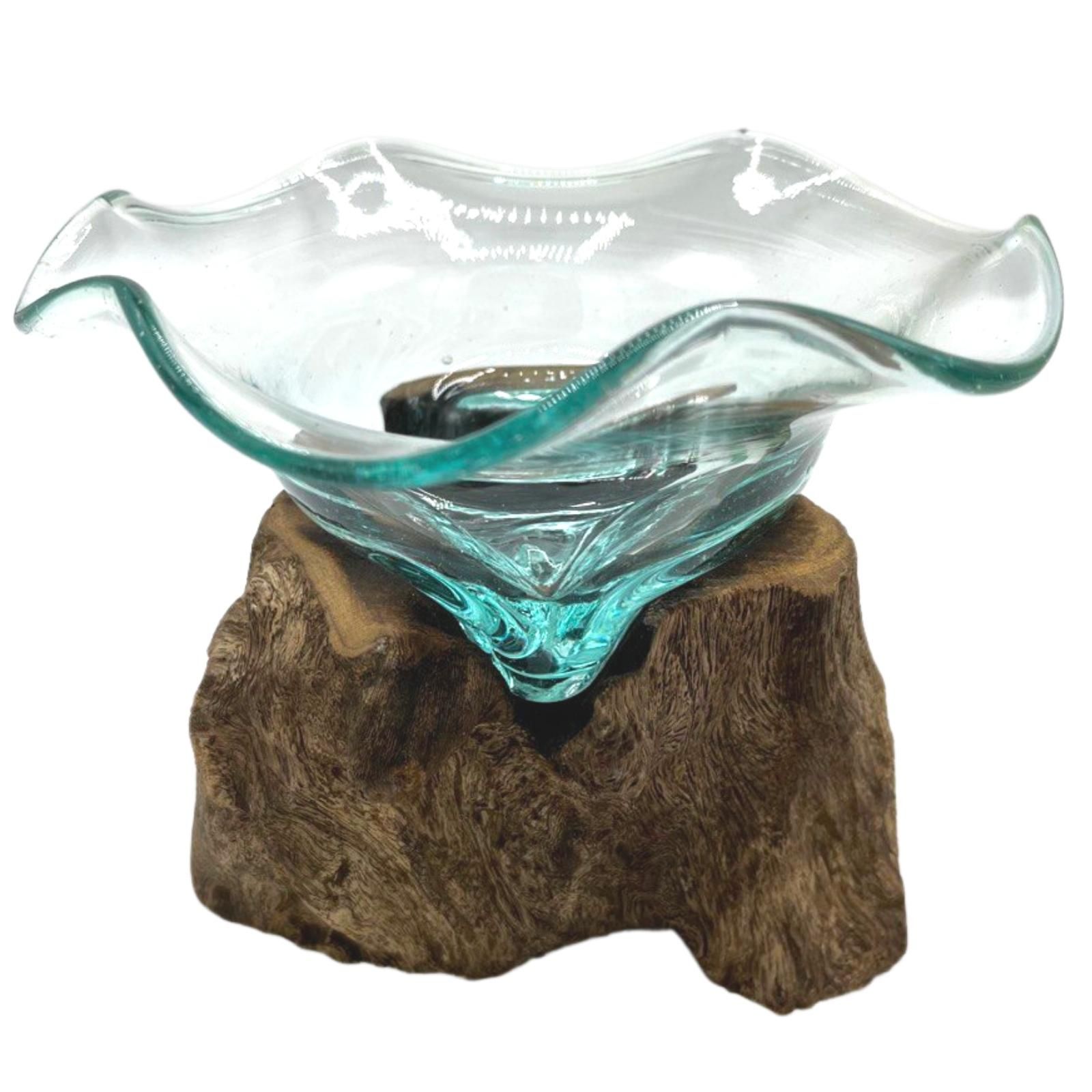 Cuenco de cristal fundido para dulces en madera - Imagen 7