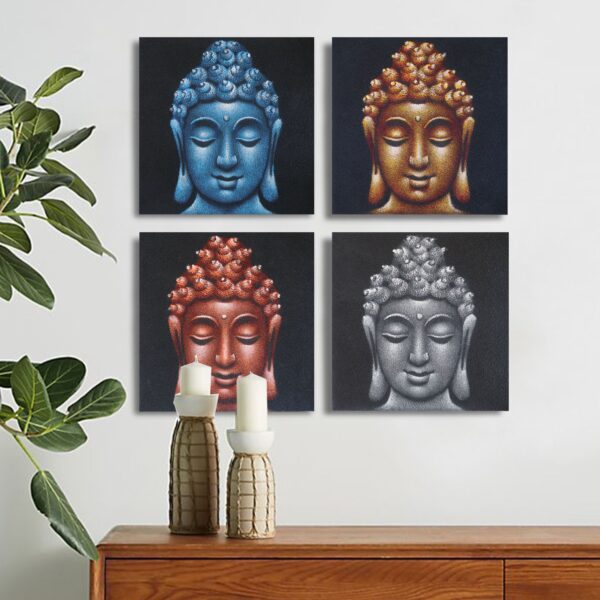 Set de 4 Detalles de Cabezas de Buda en Arena 40x40cm - Imagen 4