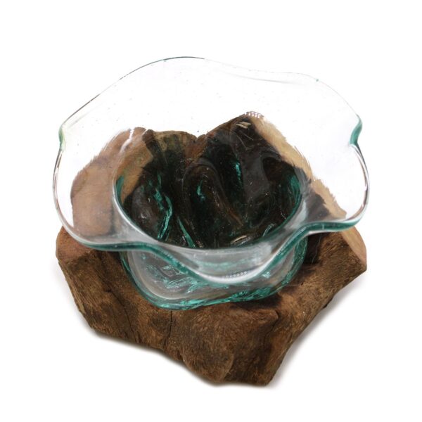 Cuenco de cristal fundido para dulces en madera - Imagen 4