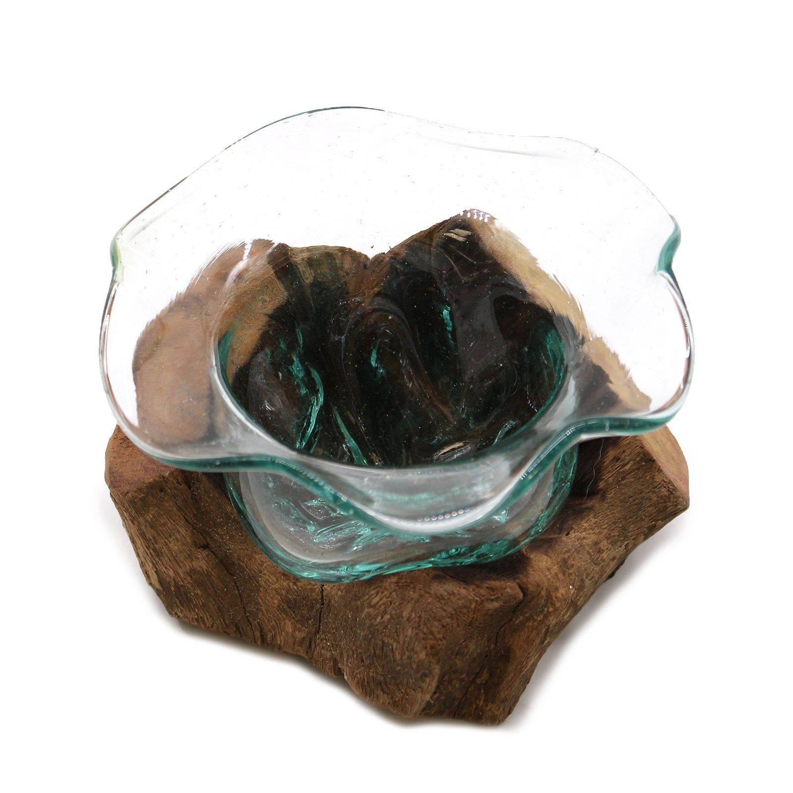Cuenco de cristal fundido para dulces en madera - Imagen 4