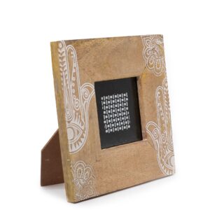 Pequeño Marco de Madera de Mango (para 10x15cm) 20x20x2cm- Hamsa Blanco