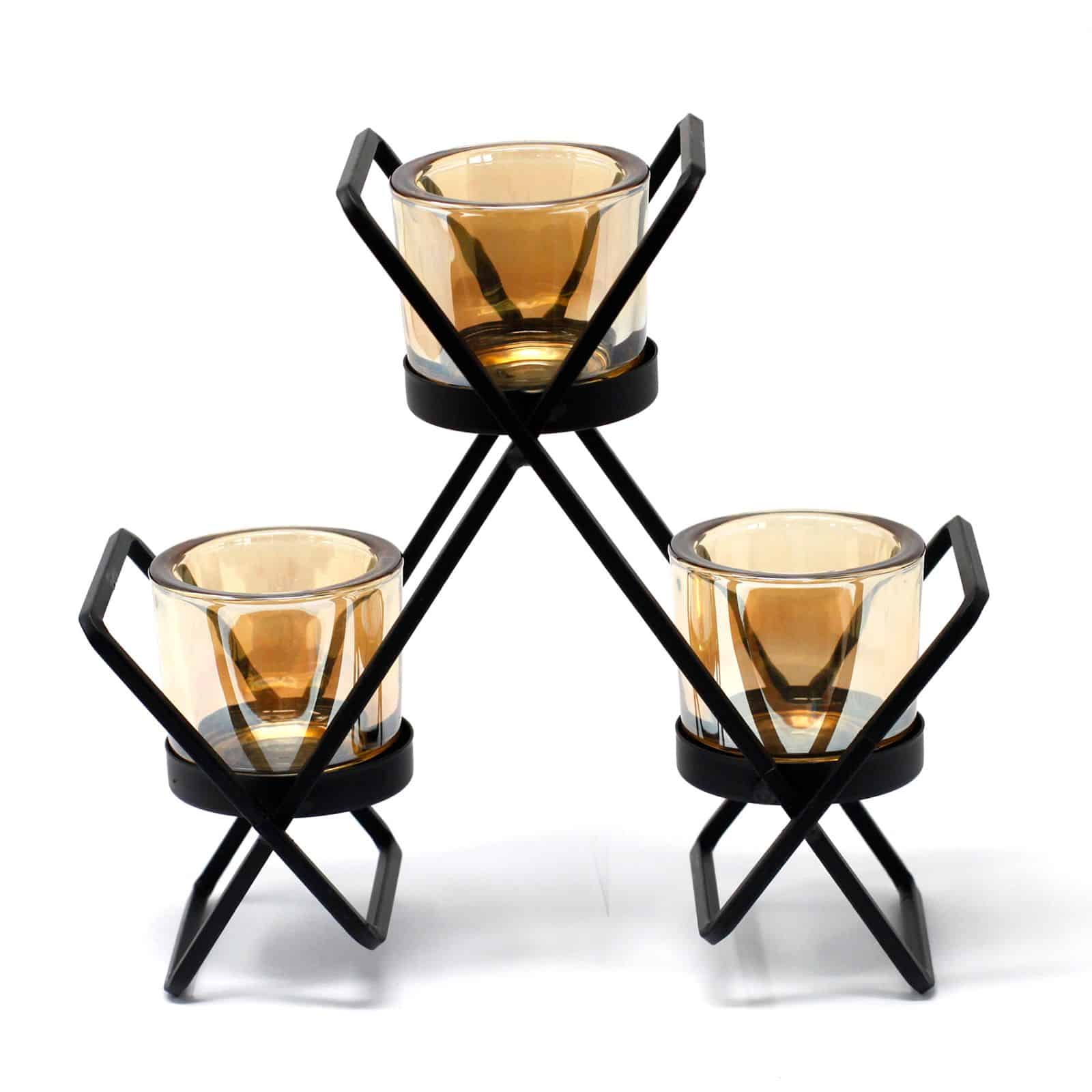 Candelabro de Hierro - Triangulo- 3 Tazas - Imagen 3