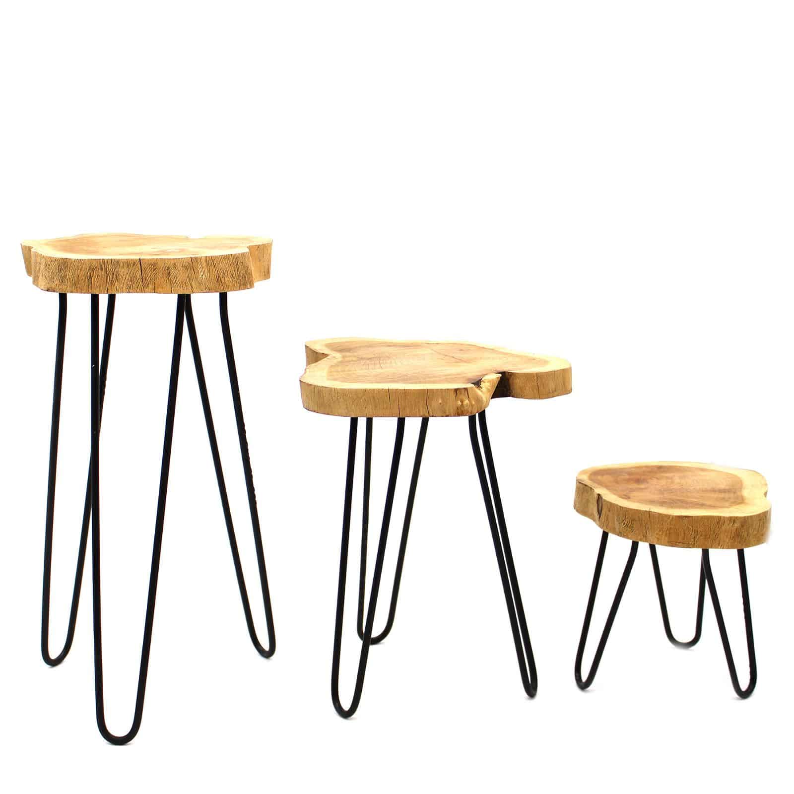 Juego de 3 maceteros de madera Gamell - Natural - Imagen 6
