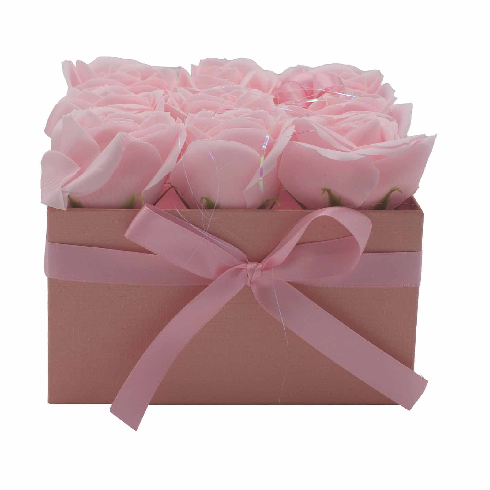 Caja de Regalo - Flor de Jabón  9 Rosas Rosas - cuadrado - Imagen 2