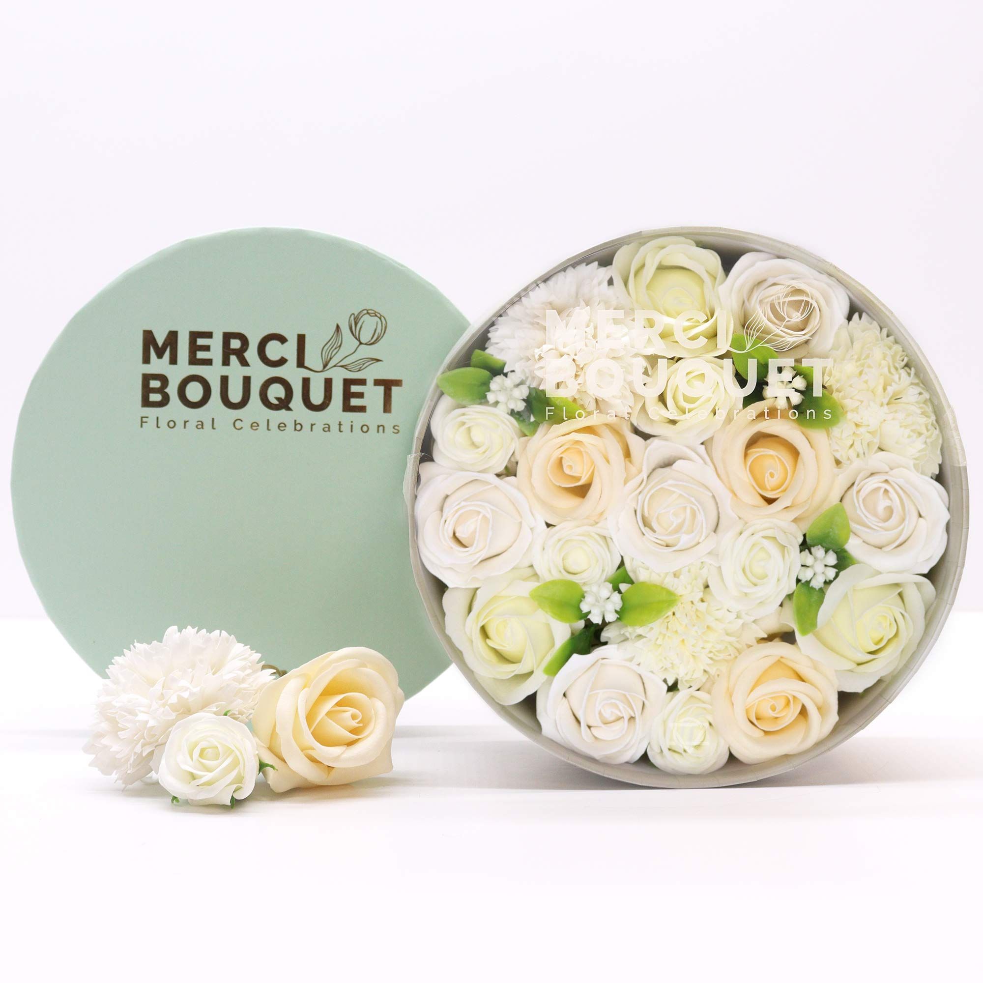 Caja Redonda - Bendiciones de Boda - Blanco y Marfil - Imagen 2