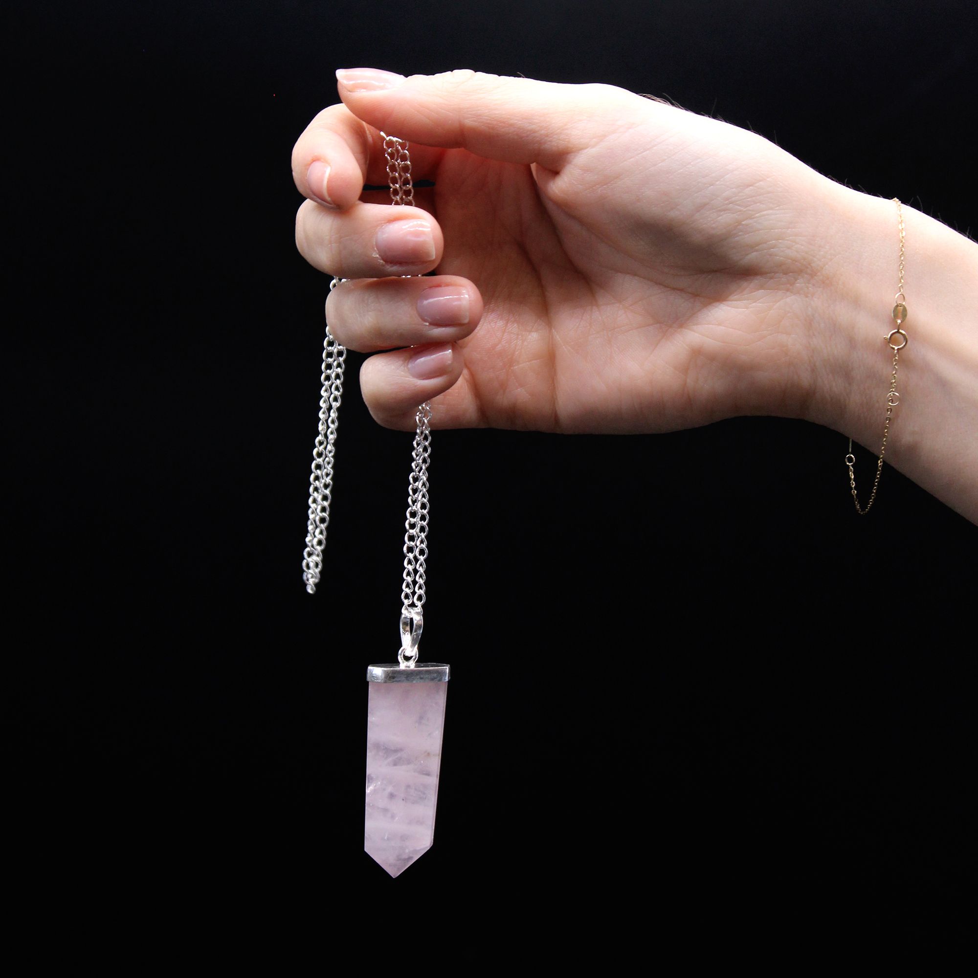 Colgante Plano de Piedras Preciosas - Cuarzo Rosa - Imagen 4