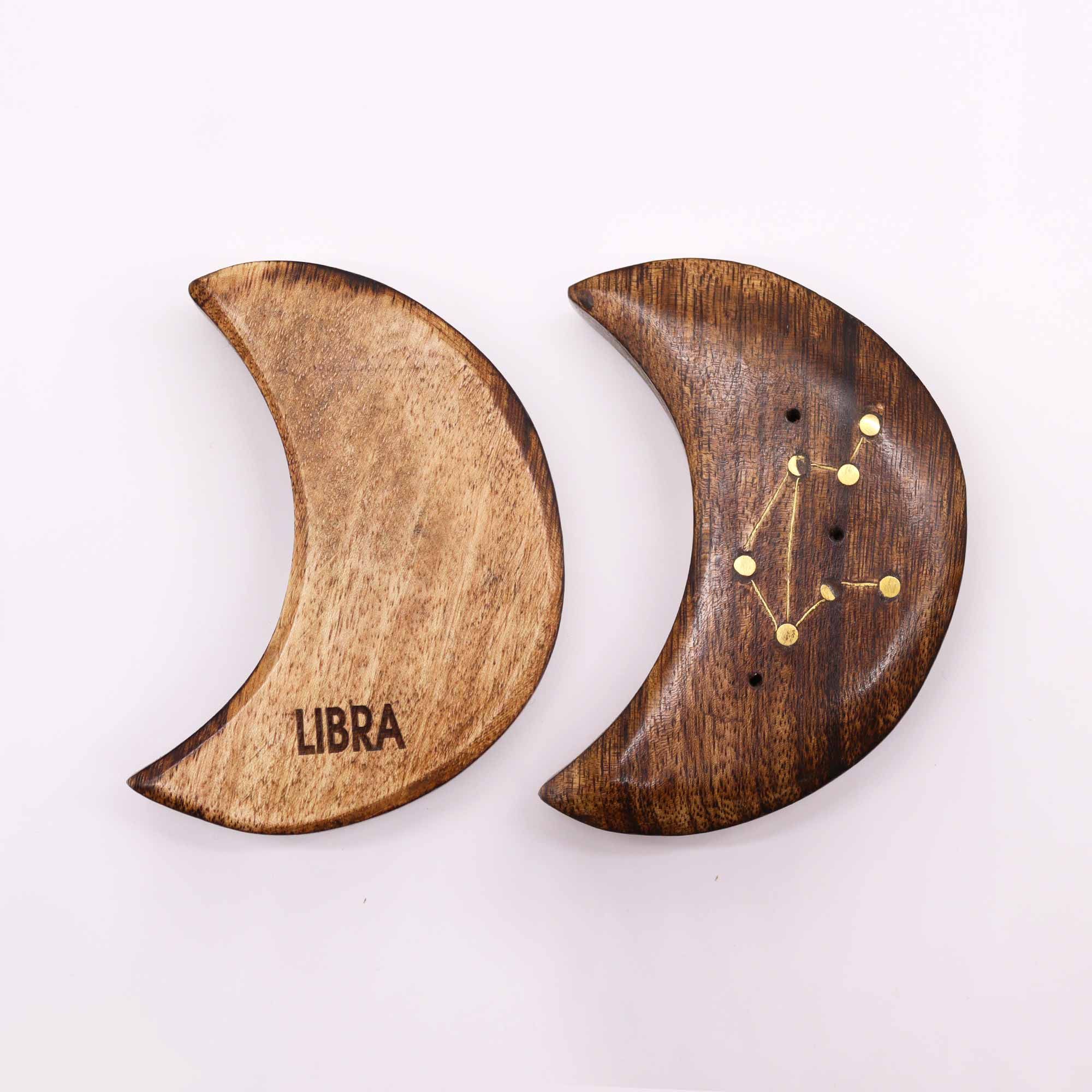 Quemador de incienso con signos del zodíaco de latón grabado - Luna - Imagen 4