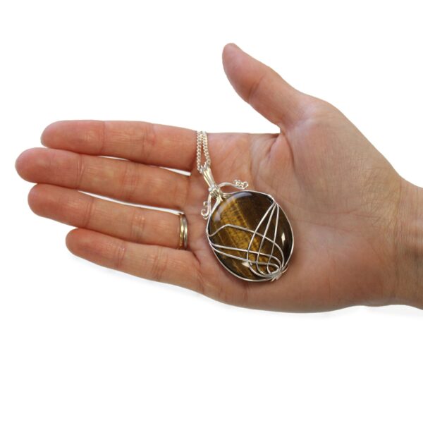 Collar de Gemas Envueltas en Cascada - Ojo de Tigre en bruto - Imagen 5