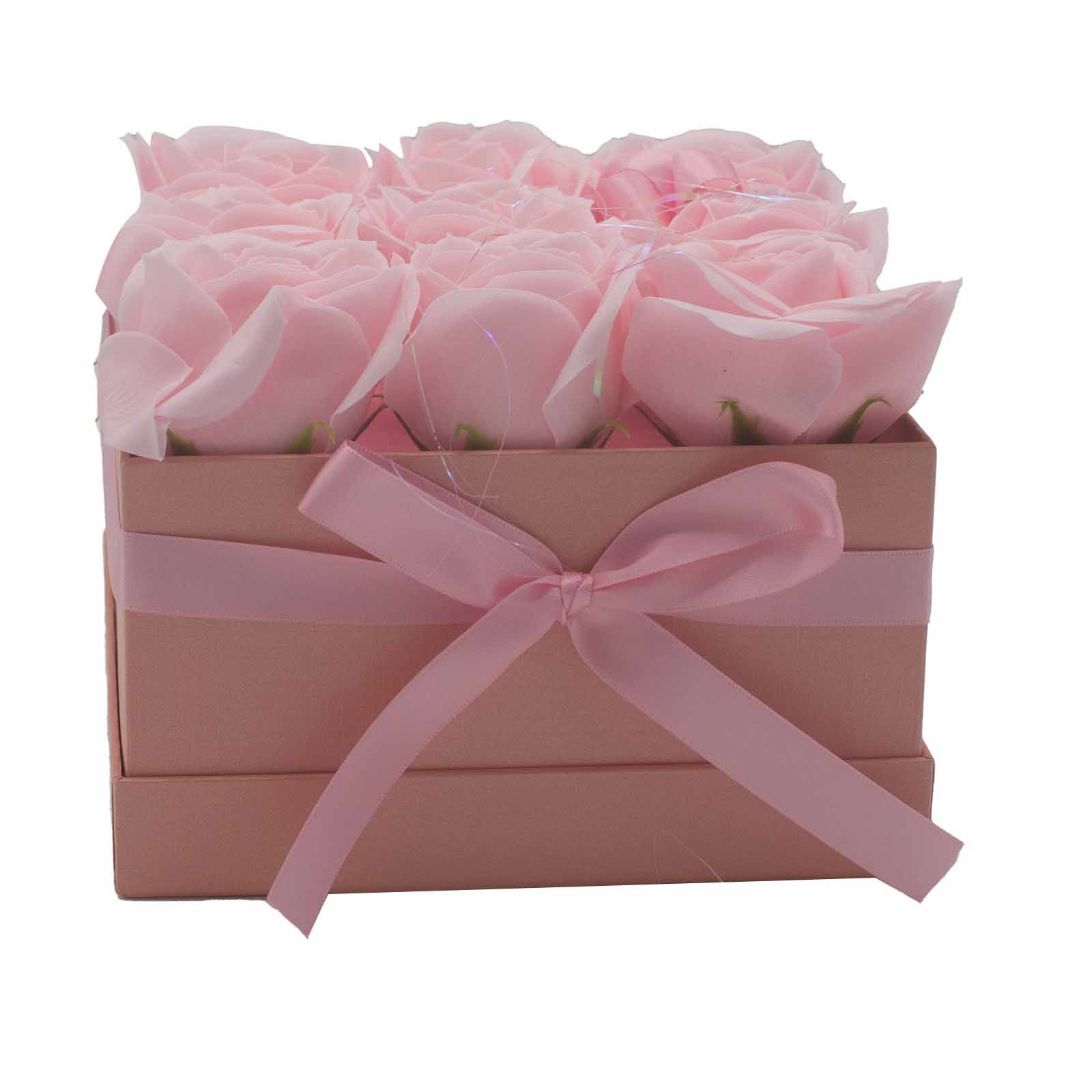 Caja de Regalo - Flor de Jabón  9 Rosas Rosas - cuadrado - Imagen 4