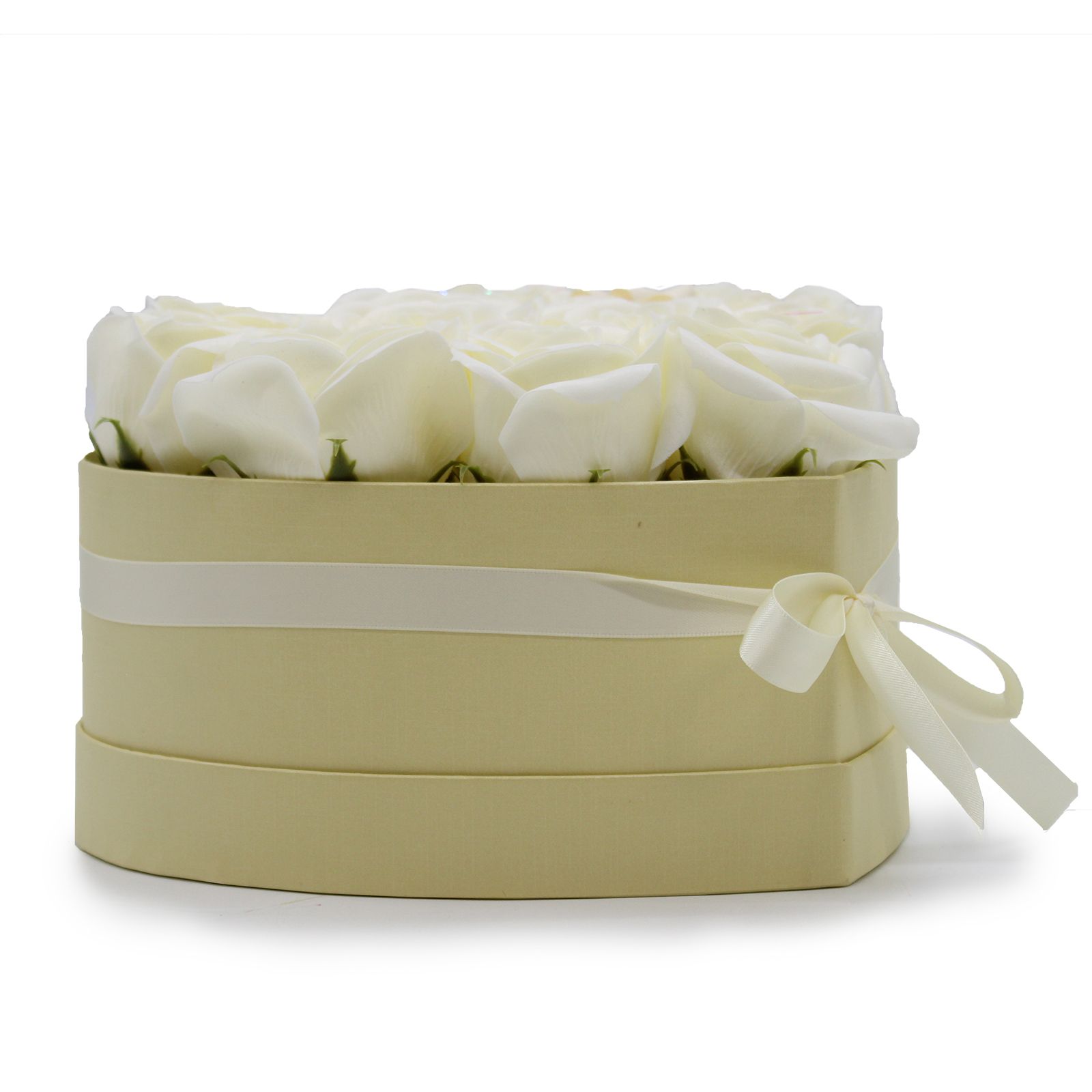 Caja de Regalo - Flor de Jabón  13 Rosas Crema - corazon - Imagen 3