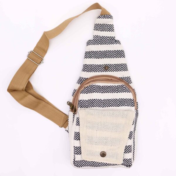 Bolso Bandolera de Algodon Natural - Blanco y Negro - Imagen 2