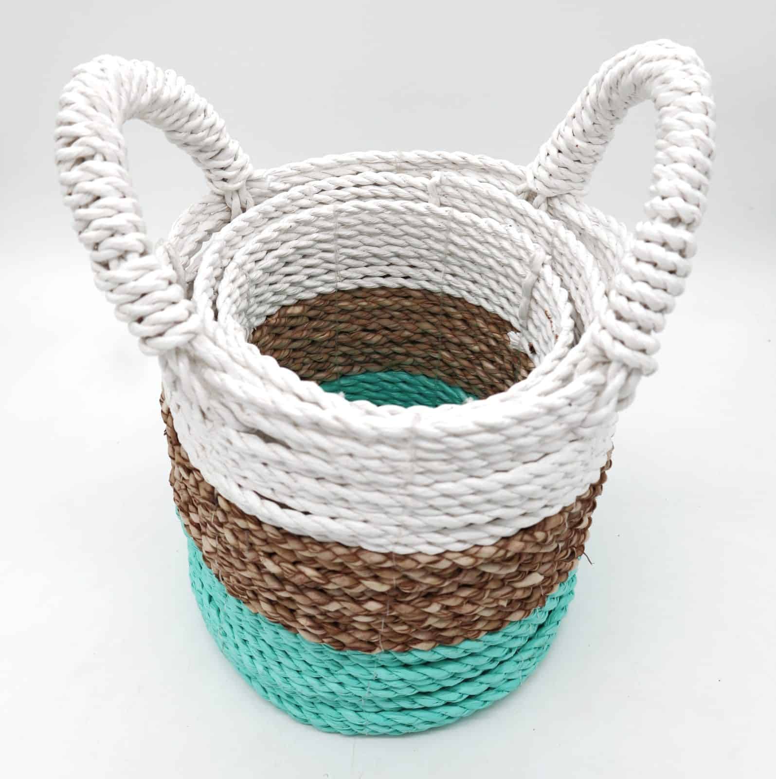 Juego de cestas de algas marinas - Verde/Natural/Blanco - Imagen 3