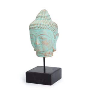 Cabeza de Buda en Reposo sobre Soporte - Cobre Verde