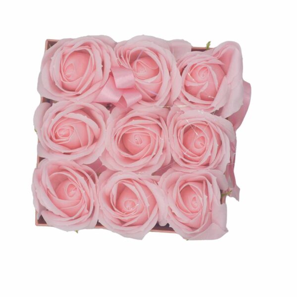 Caja de Regalo - Flor de Jabón  9 Rosas Rosas - cuadrado - Imagen 5