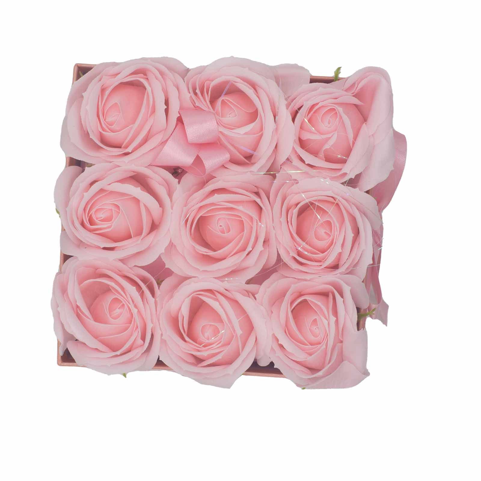 Caja de Regalo - Flor de Jabón  9 Rosas Rosas - cuadrado - Imagen 5