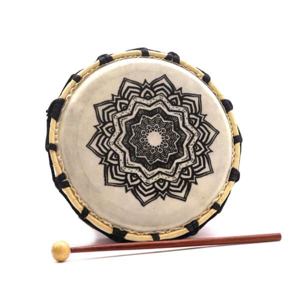 Tambor Chamánico Mandala con Baqueta - 20cm - Imagen 4