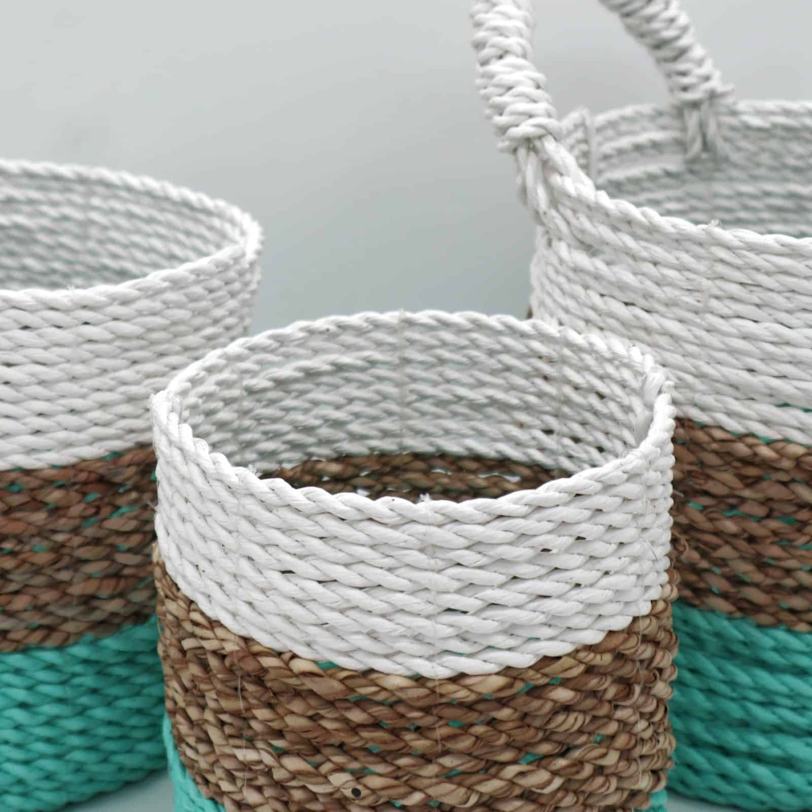 Juego de cestas de algas marinas - Verde/Natural/Blanco - Imagen 4