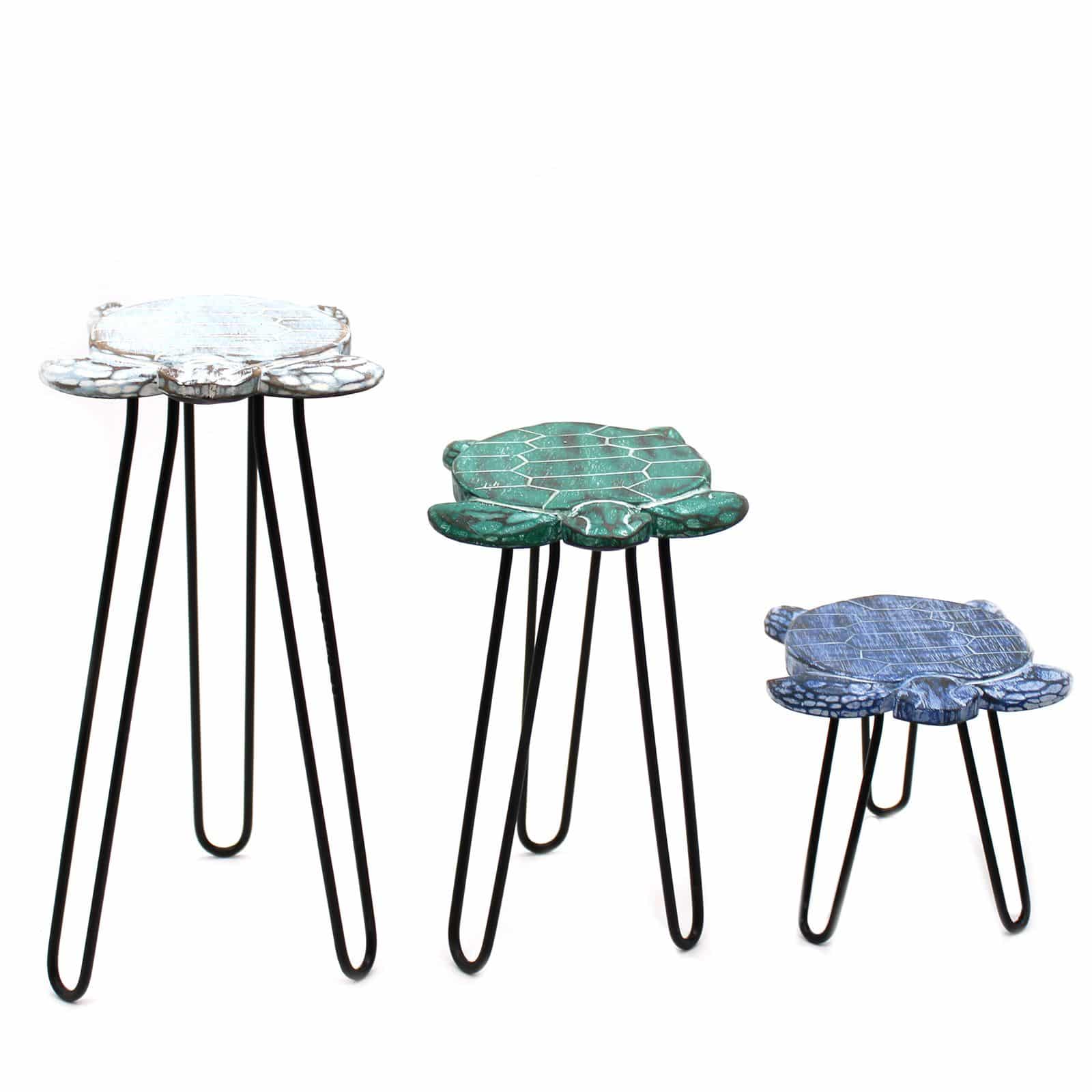 Juego de 3 maceteros de madera de Albasia - Tortugas - Imagen 6