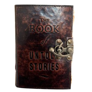 Cuaderno de cuero grueso con borde deckle – El libro de historias no contadas – 15x10 cm