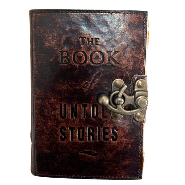 Cuaderno de cuero grueso con borde deckle – El libro de historias no contadas – 15x10 cm
