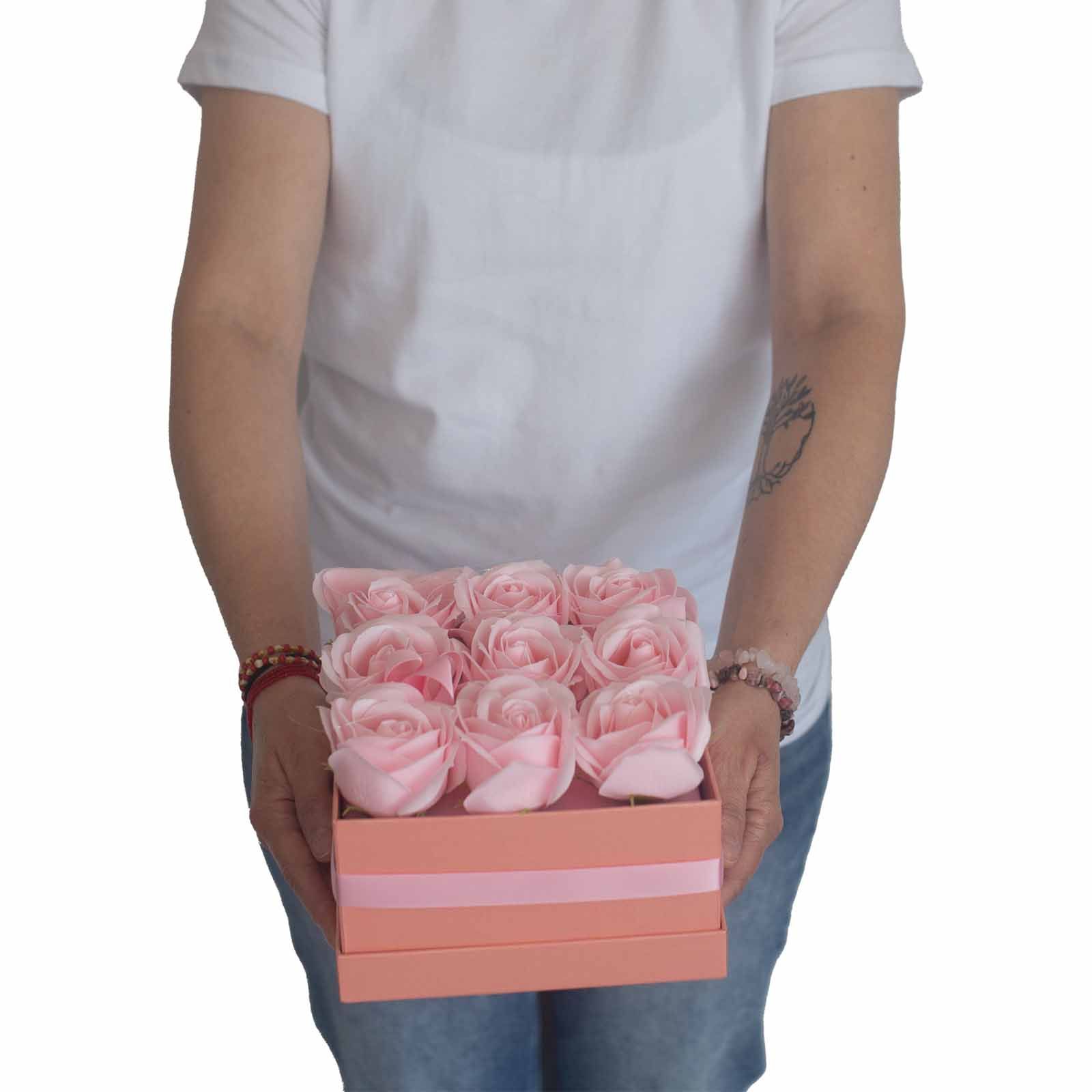 Caja de Regalo - Flor de Jabón  14 Rosas Rosas - ronda - Imagen 9
