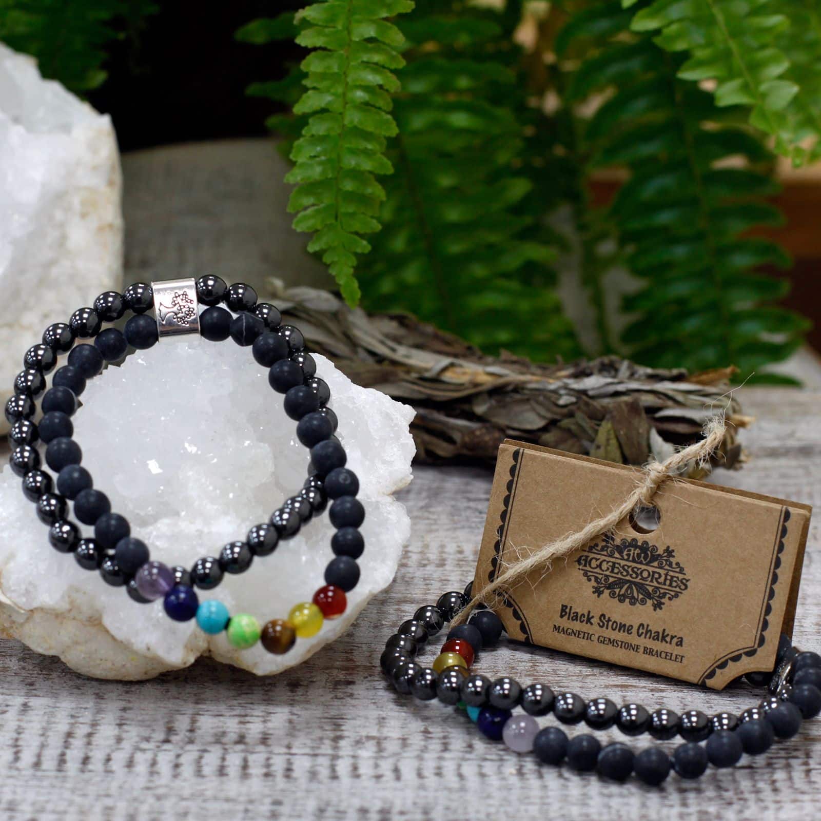 Pulsera de Piedras Preciosas Magnéticas - Chakra Piedra Negra - Imagen 4