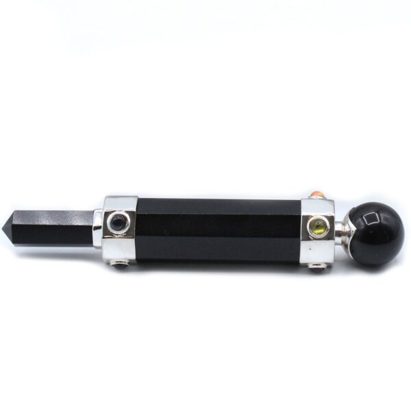 Varita Curativa de Cristal Hexagonal - 12 cm - Ágata Negra - Imagen 2